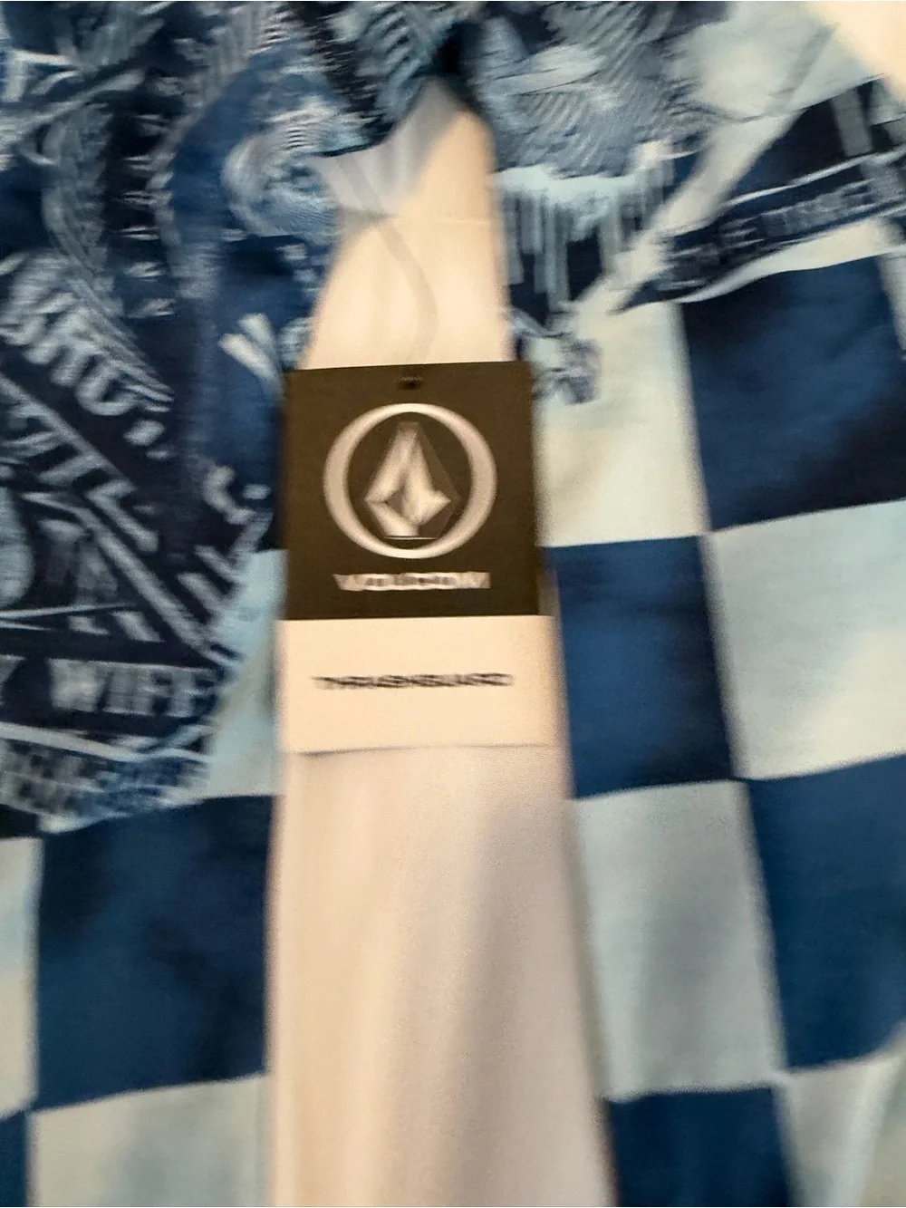 Volcom Navy and Light Blue Checkerboard Swim Rashguard